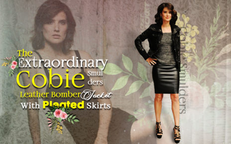 THE EXTRAORDINARY COBIE SMULDERS LEATHER BOMBER JACKET WITH PLEATED SKIRTS