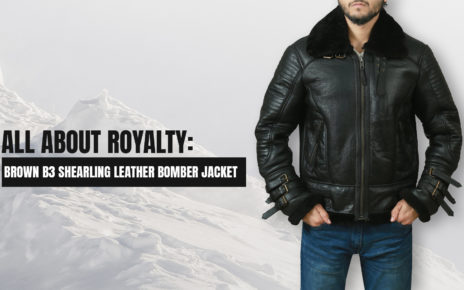 All About Royalty Brown B3 Shearling Leather Bomber Jacket