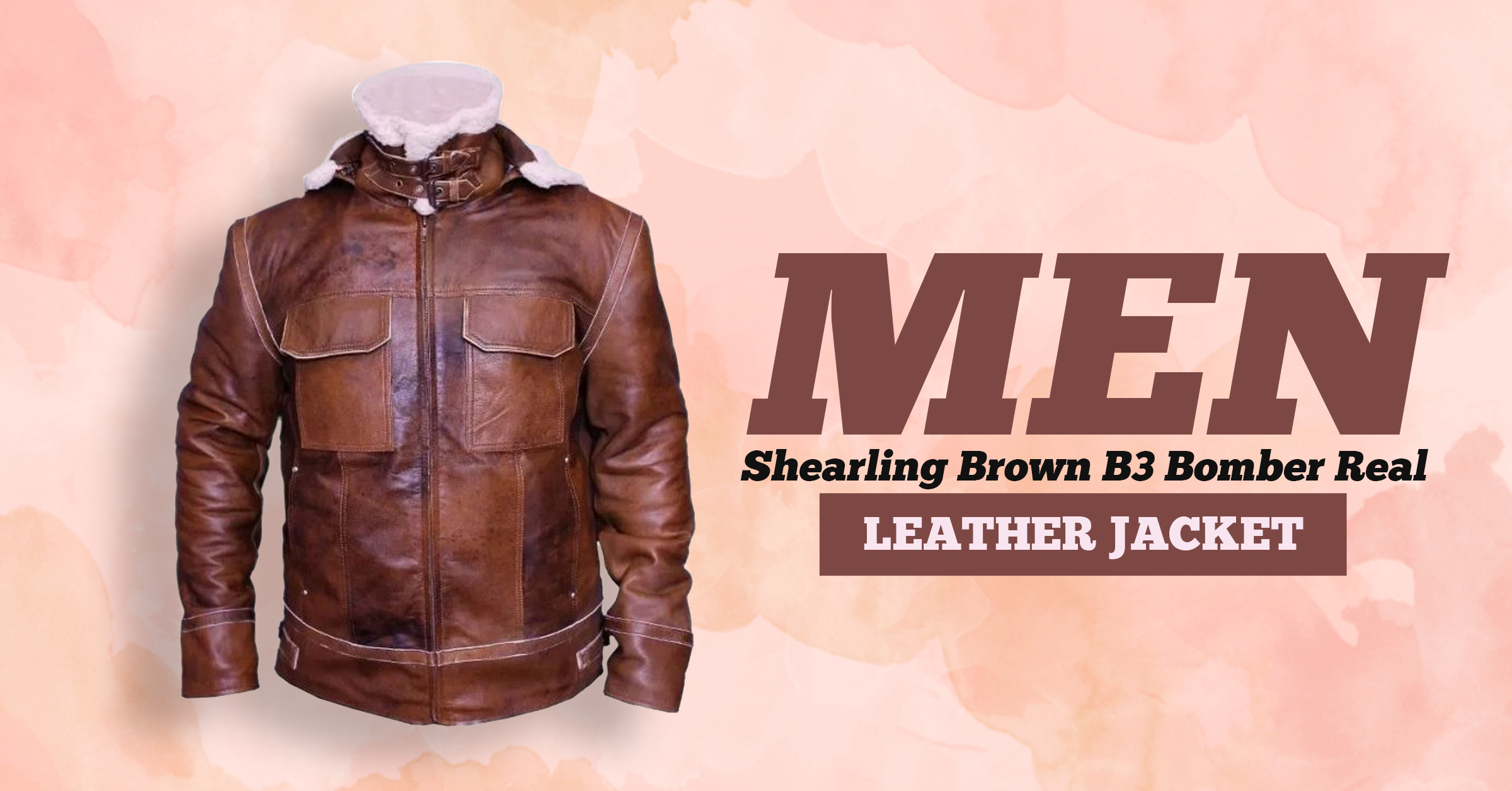 Men Shearling Brown B3 Bomber Real Leather Jacket