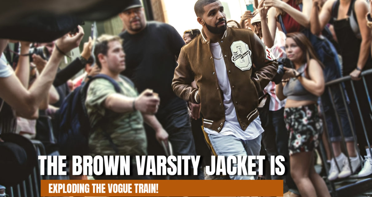 THE BROWN VARSITY JACKET IS EXPLODING THE VOGUE TRAIN!