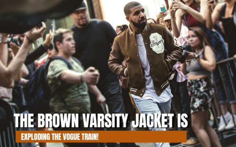 THE BROWN VARSITY JACKET IS EXPLODING THE VOGUE TRAIN!