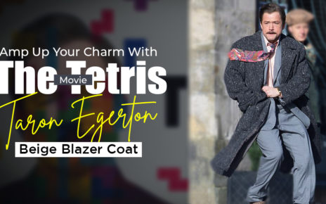 Amp Up Your Charm With The Tetris Movie Taron Egerton Beige Blazer Coat
