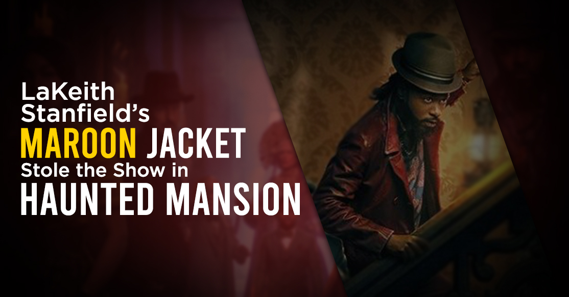 Haunted Mansion 2023 LaKeith Stanfield Maroon Leather Jacket