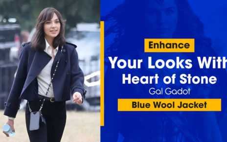 Enhance Your Looks With Heart of Stone Gal Gadot Blue Wool Jacket