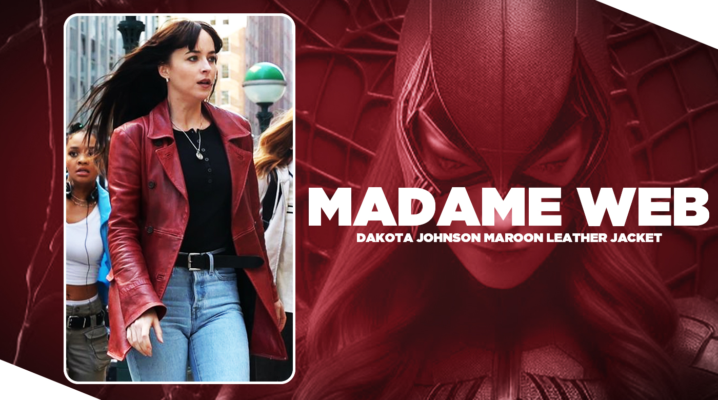 Madame Web Dakota Johnson Maroon Jacket