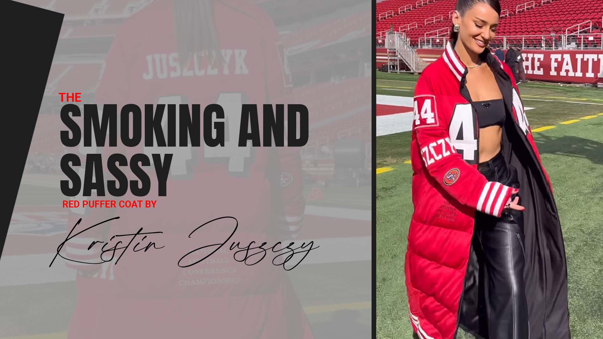 Kristin Juszczyk San Francisco 49ers Red Puffer Coat